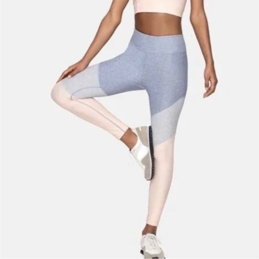 Outdoor Voices Color Block 7/8 Leggings - Grey/Light Pink - Size Extra Small